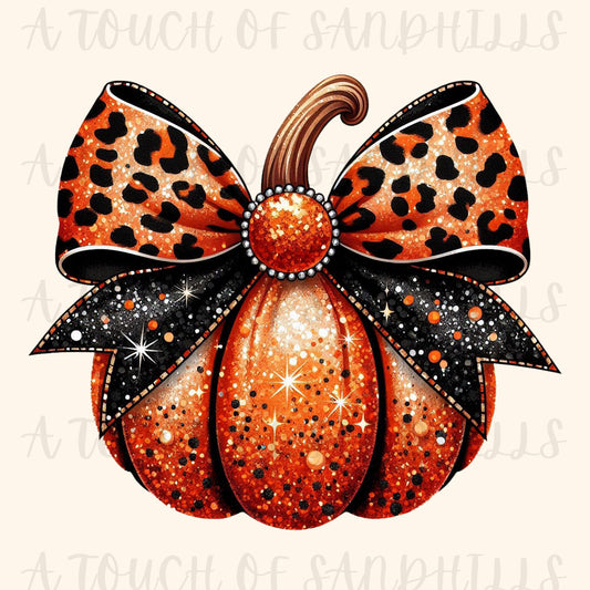 Cutesy Cheetah Bow Pumpkin